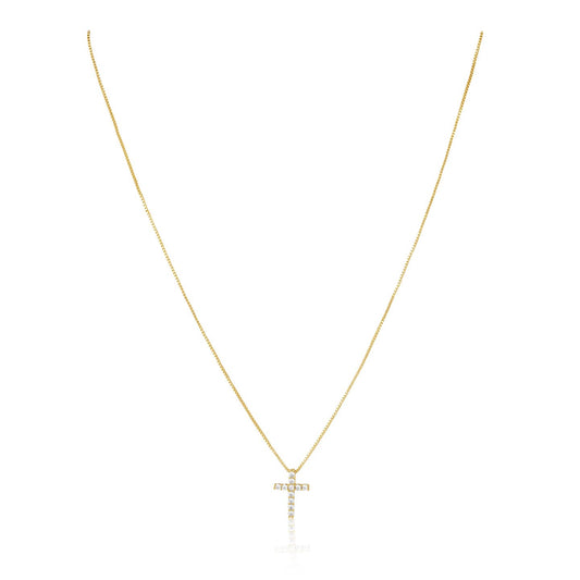 Gold Raya Cz Cross Necklace