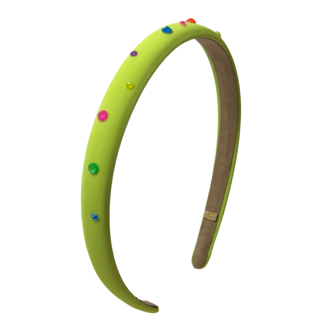 Thin Neon Crystal Satin Headband