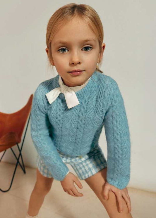 Blue Wavy Openwork Sweater