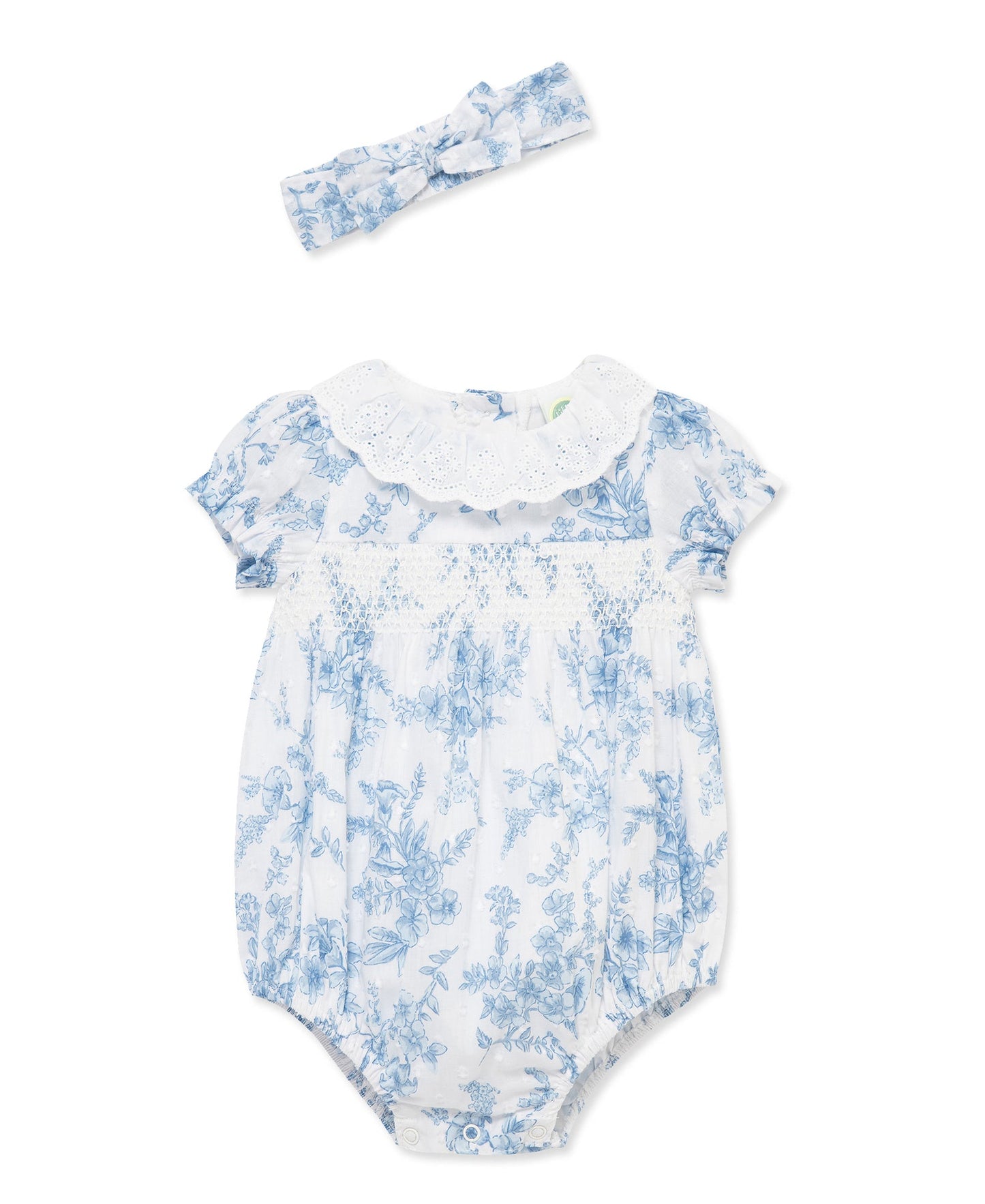 Blue Floral Woven Bubble & Headband