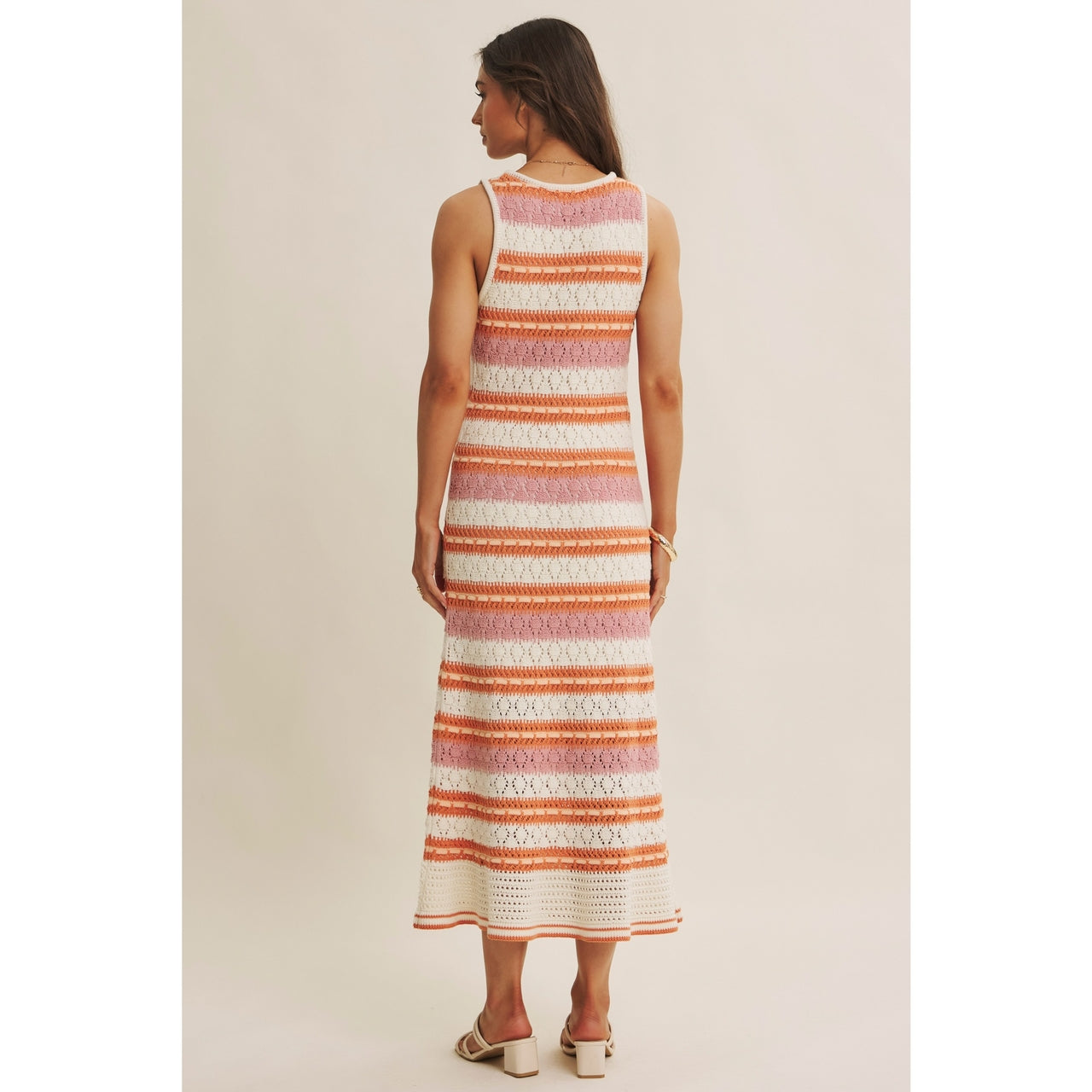 Multi Stripe Crochet Sweater Dress