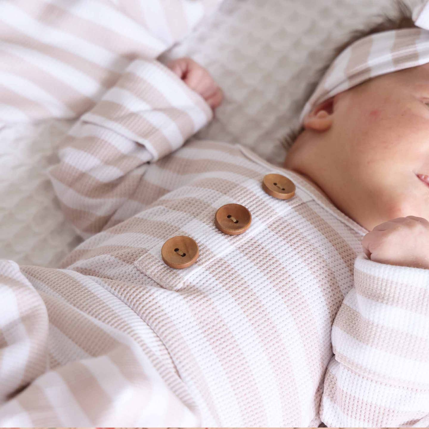Latte Stripes Knot Gown Set