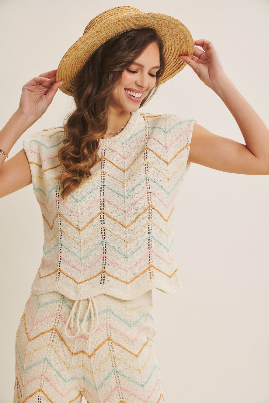 Multi-Color Chevron Sweater Set