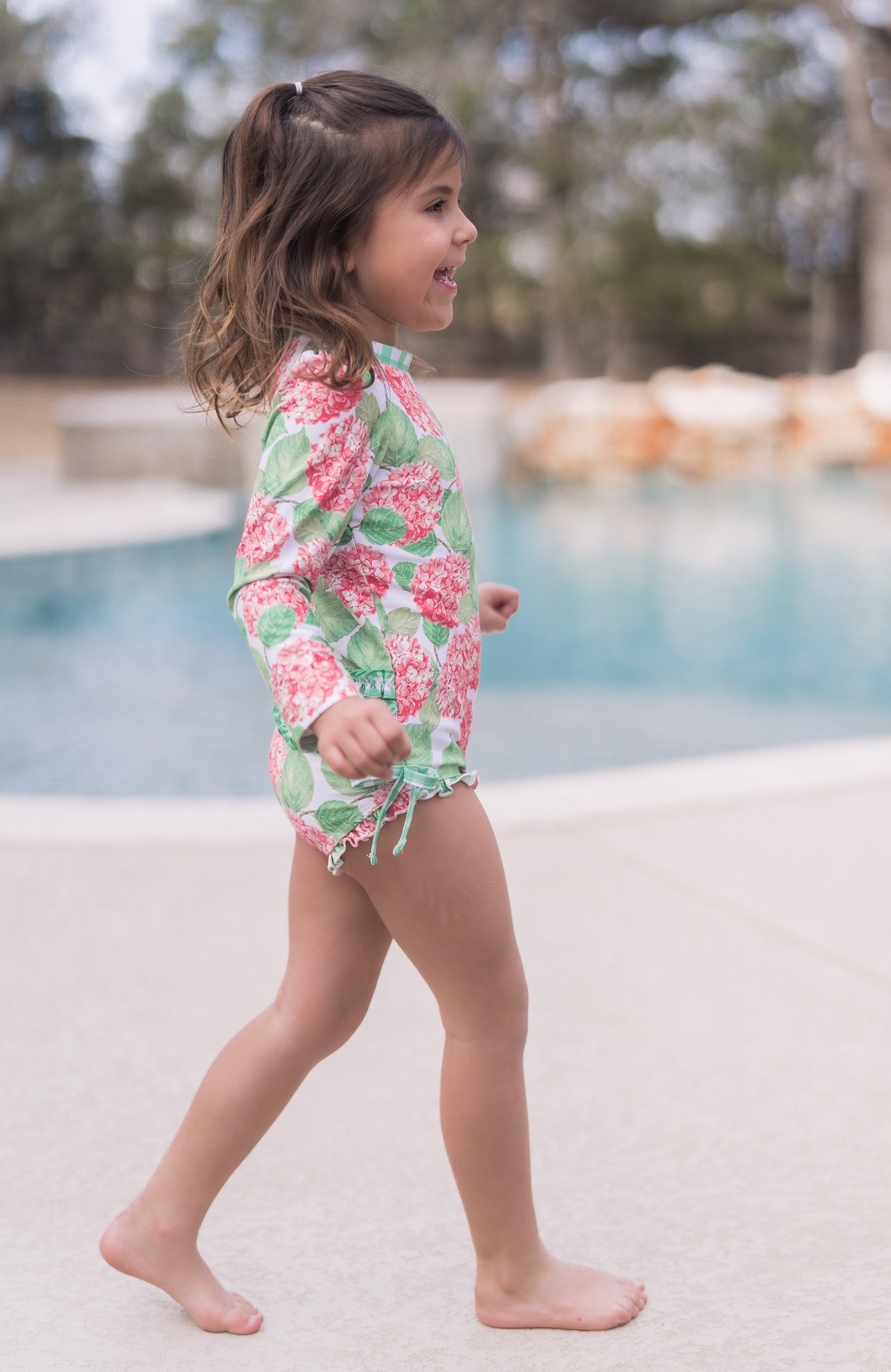 Red Hydrangeas Ruffle Bottom Swimsuit