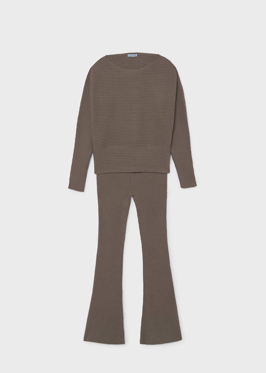 Chocolate Ribbed Sweater Set