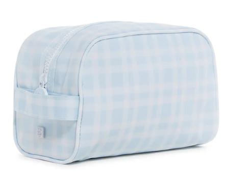 Blue Pimlico Plaid Stowaway Toiletry Bag