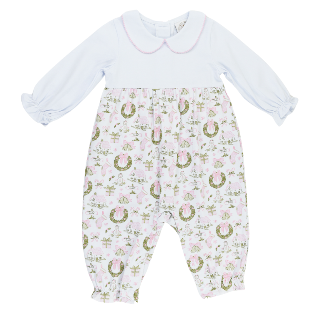 Christmas Toile & Stripe Collins Romper