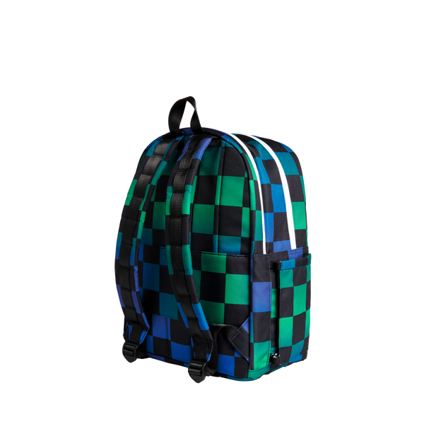 Blue Checkerboard Kane Double Pocket Backpack