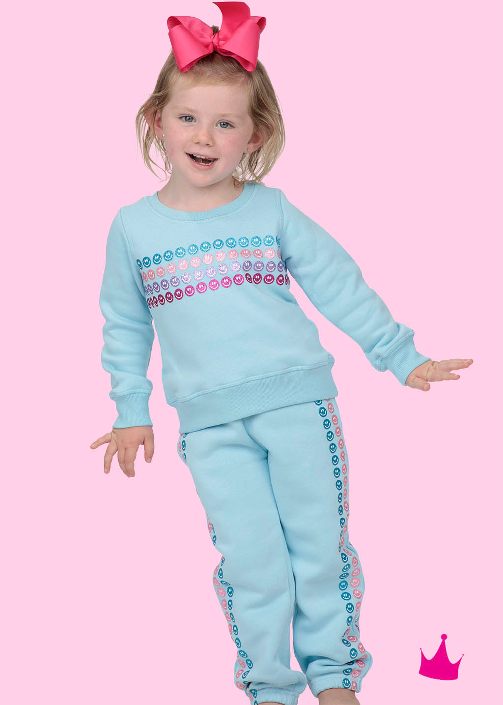 Glitter Smiley Sweat Suit Set