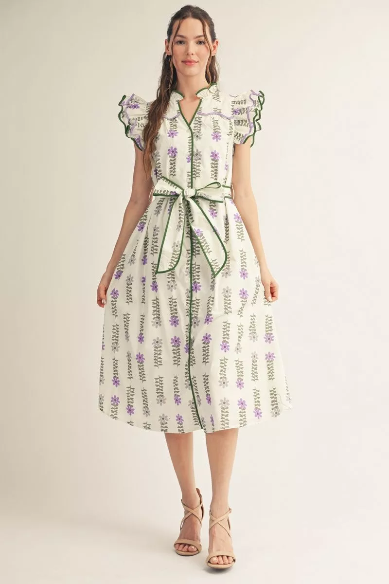 Floral Flutter Midi Dress