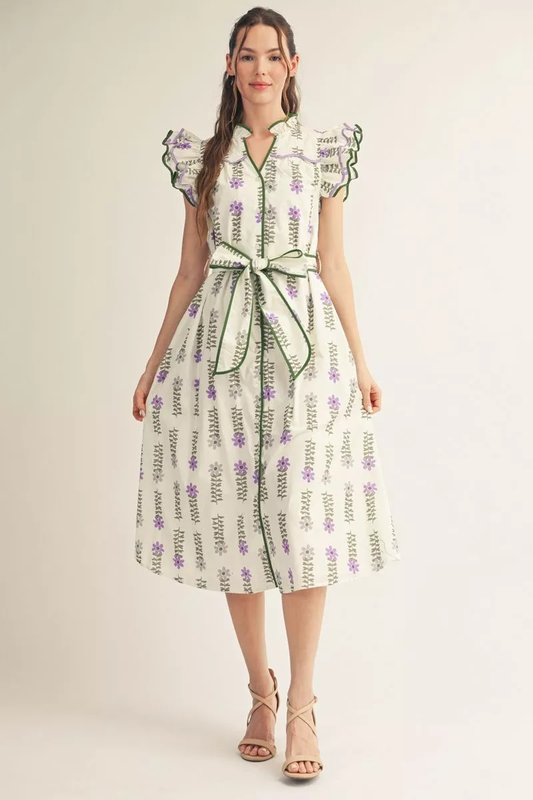 Floral Flutter Midi Dress