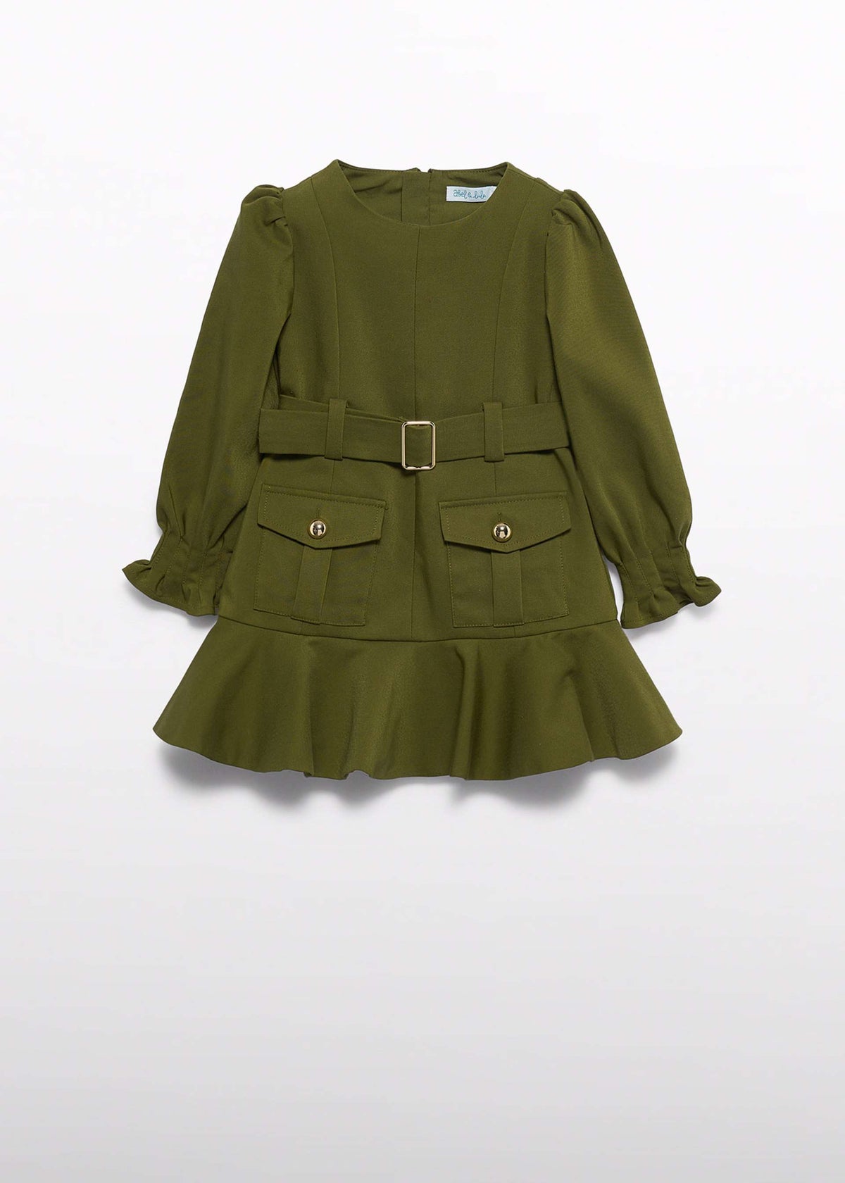 Olive Belted Dress W/ Pockets