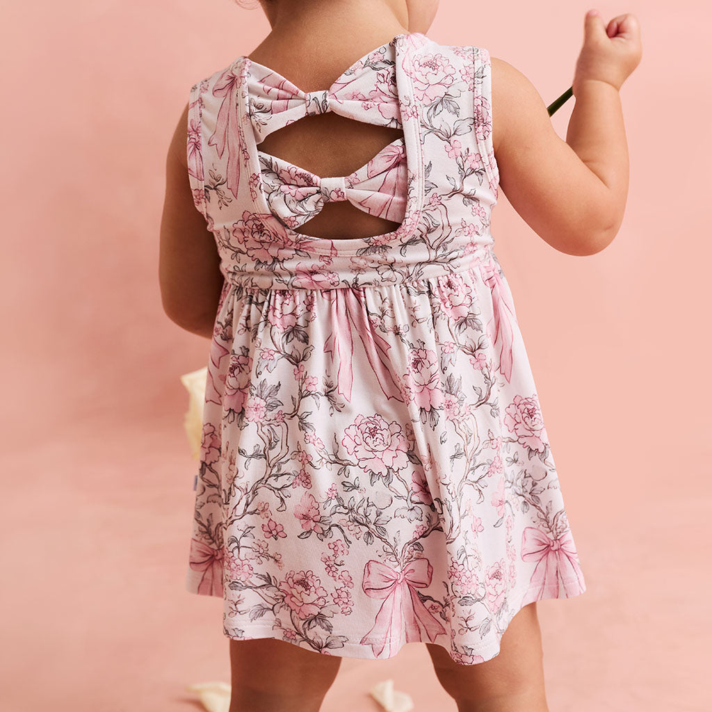 Irene Bow Back Twirl Bodysuit Dress