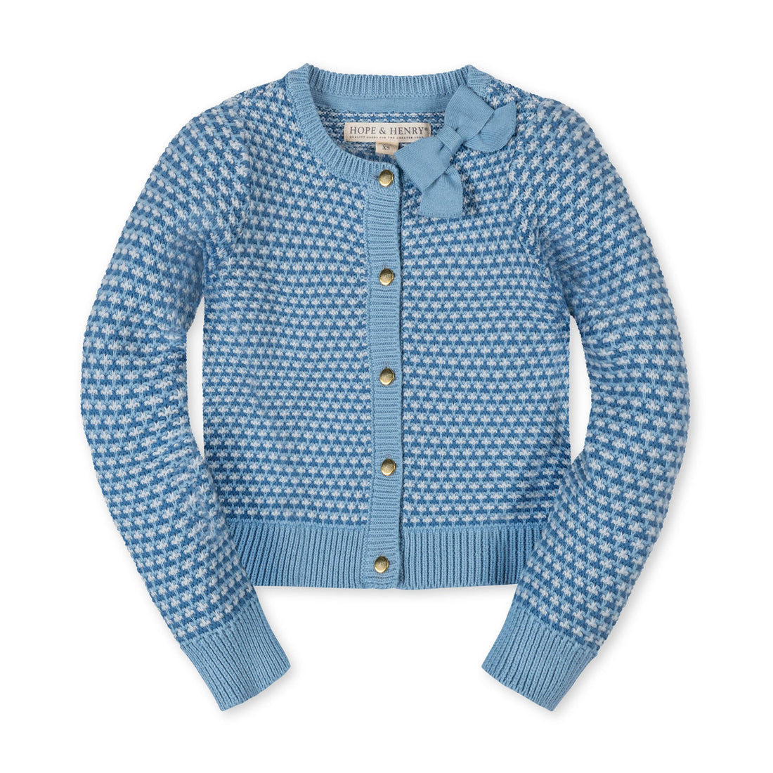 Bluebell Tweed Stitch Bow Cardigan