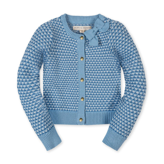 Bluebell Tweed Stitch Bow Cardigan