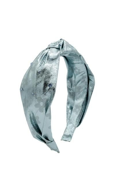 Blue Metallic Flower Headband