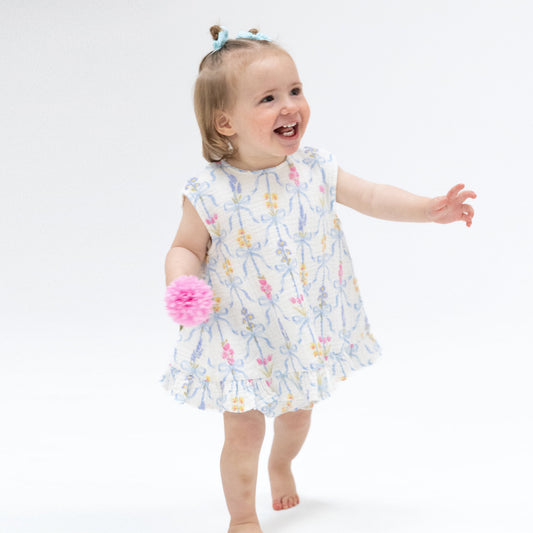 Ribbon Bouquet Ruffle Top With Bloomer