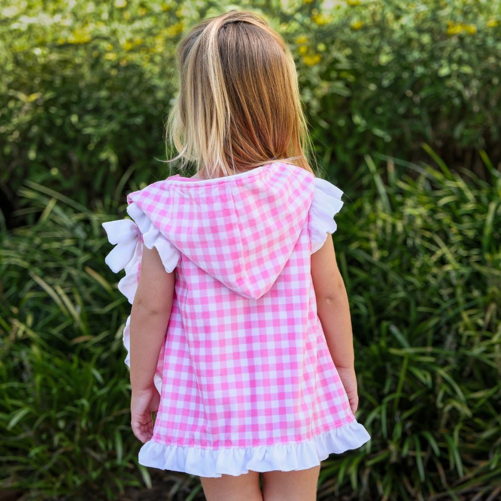 Pink Gingham Ruffle W/ Bows Cover Up