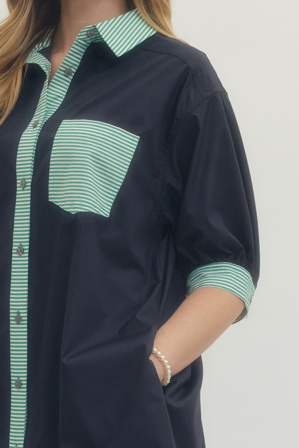 Navy Contrasting Stripe Dress