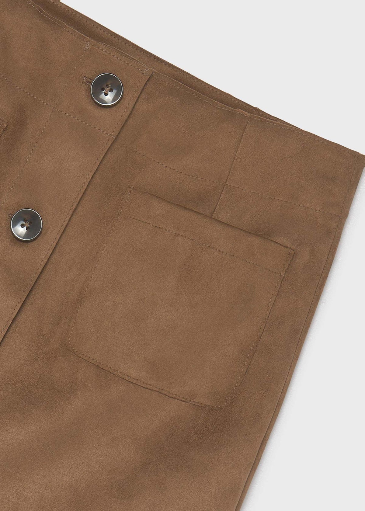 Carmel Suede Button Skirt
