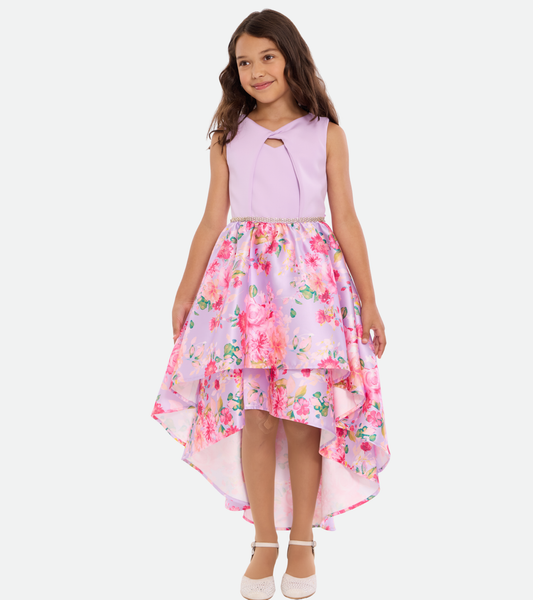 Lavender Mikado Hi-Low Dress