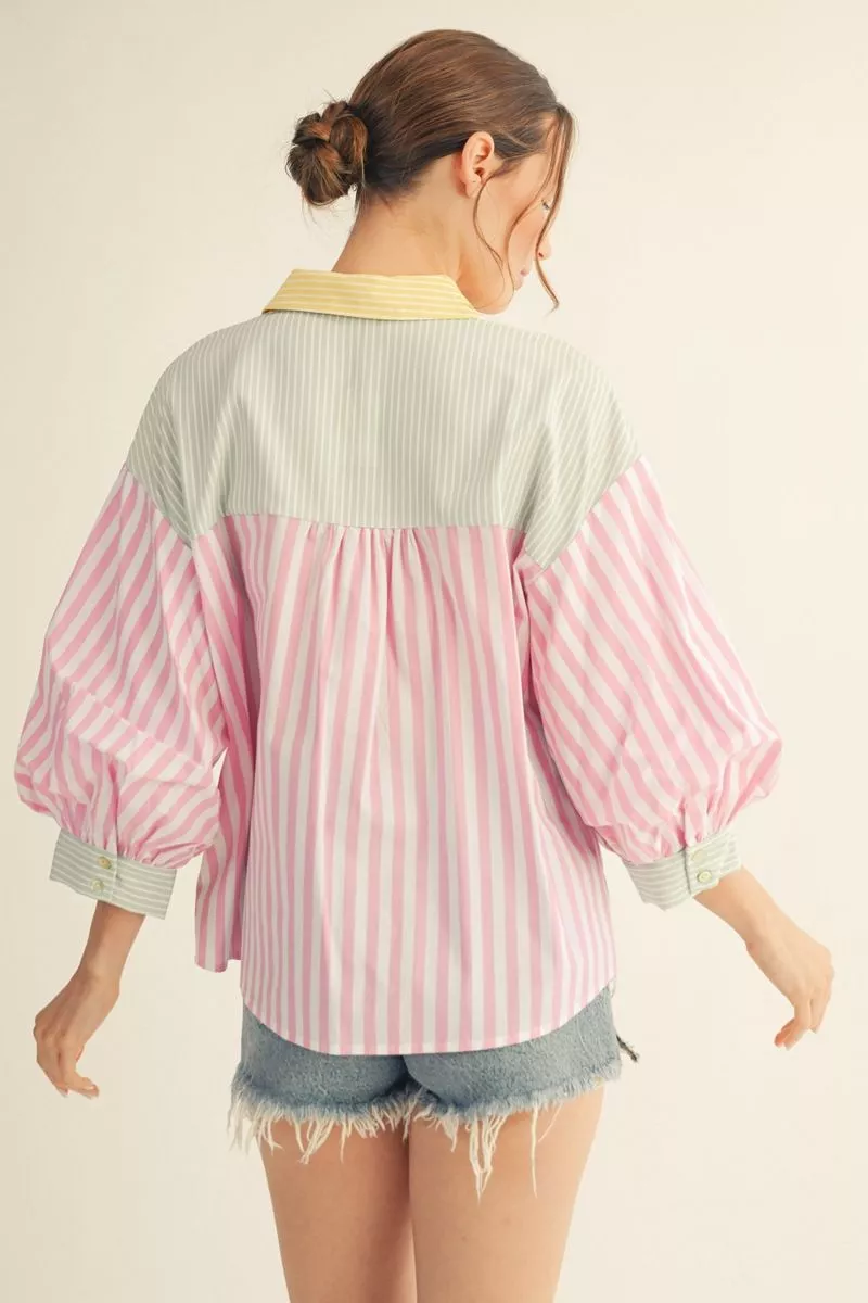 Pink/Yellow Stripe Top