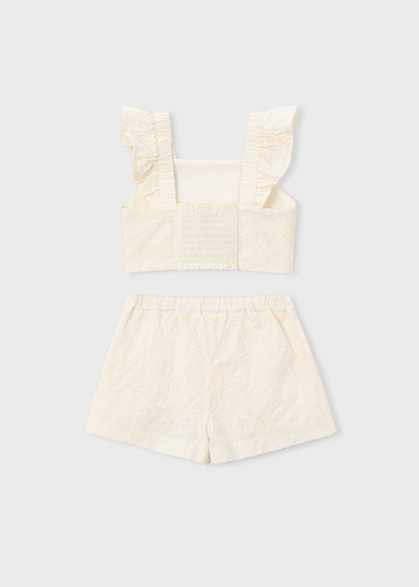 Natural Ruffle Top & Short Set