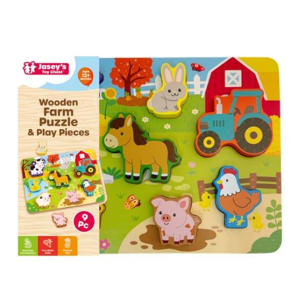 Wooden Farm Puzzle & Play Pieces