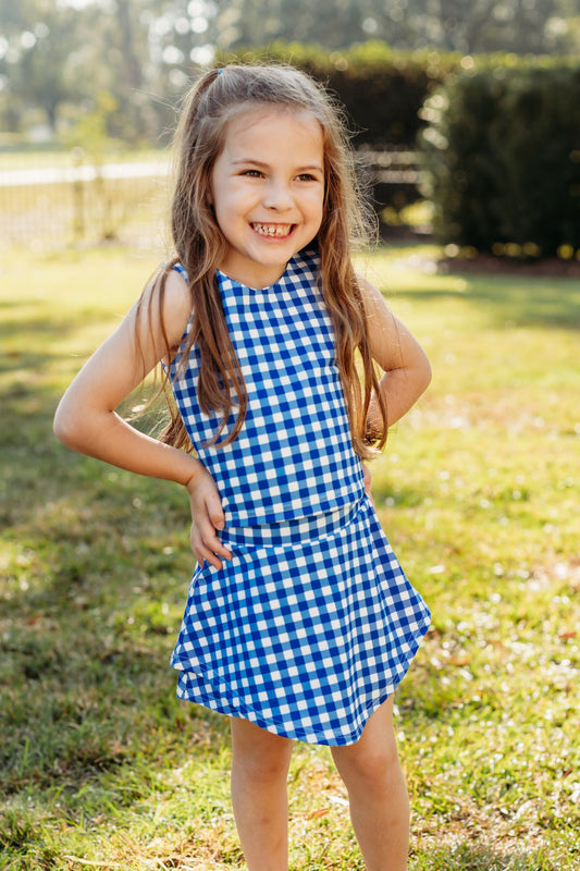 Blue Gingham Athletic Skort Set