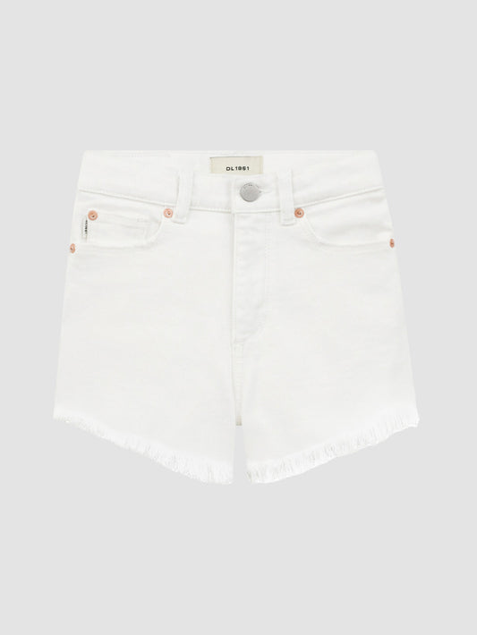 White Lucy Shorts High Rise Cut Off