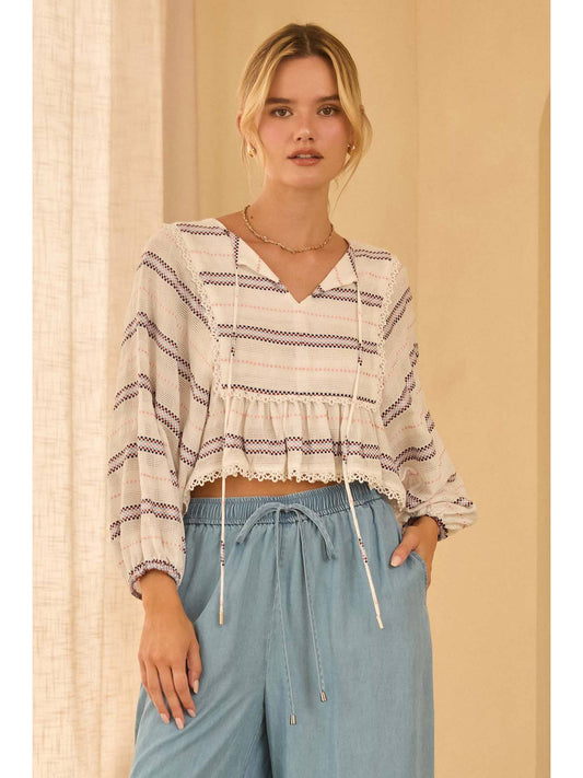 Mix Stripe Peplum Top