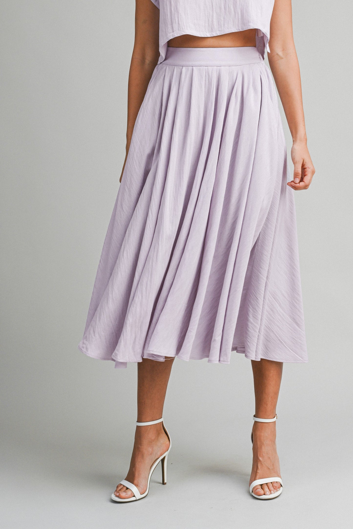Top And Midi Skirt Set - Dusty Lavender
