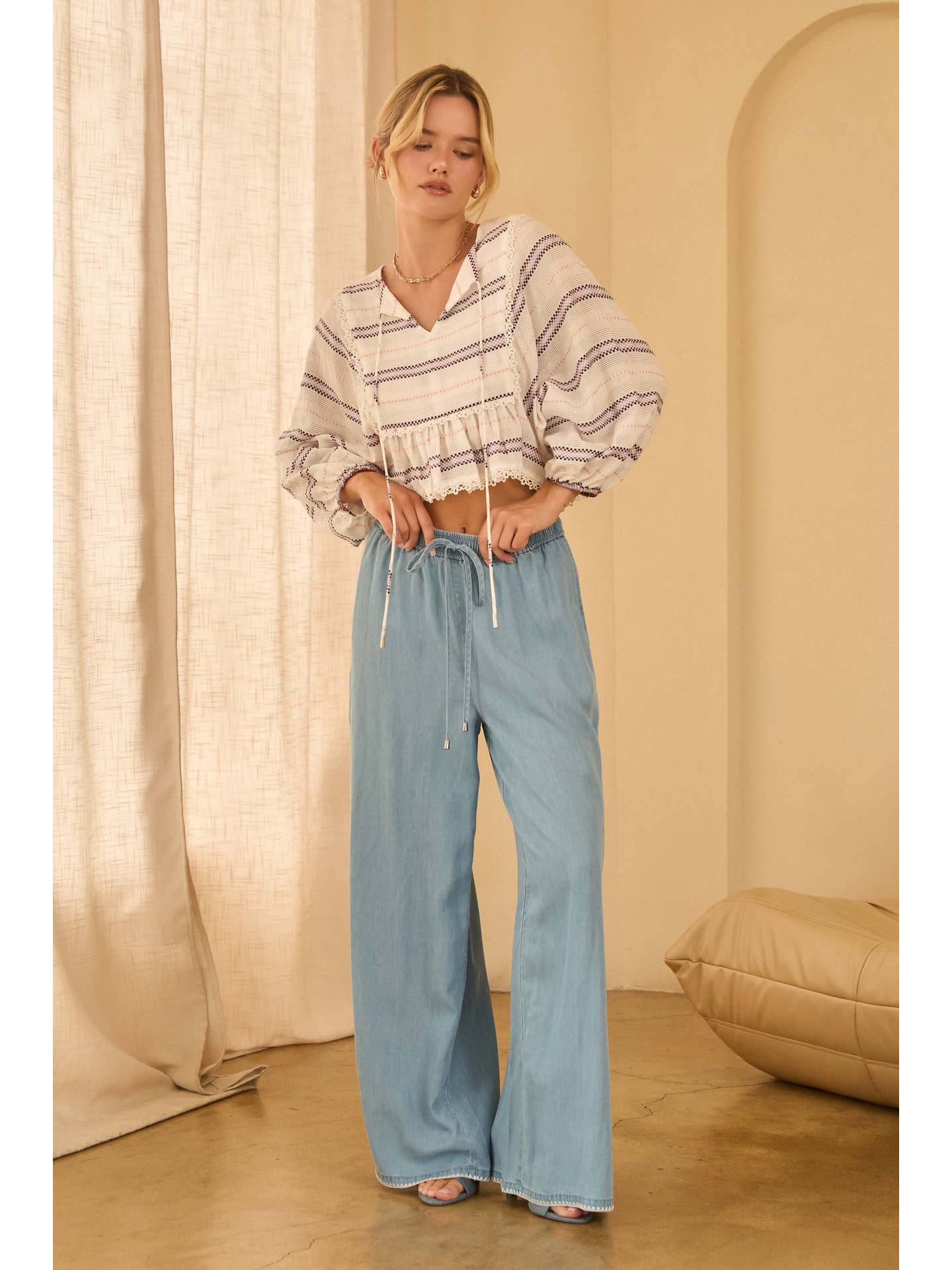 Mix Stripe Peplum Top