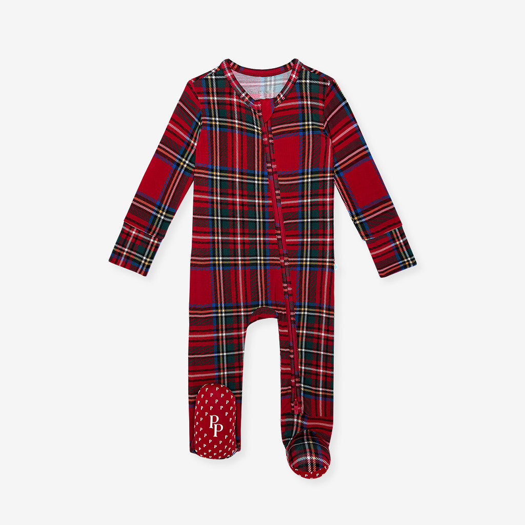 Red Tartan Plaid Footie