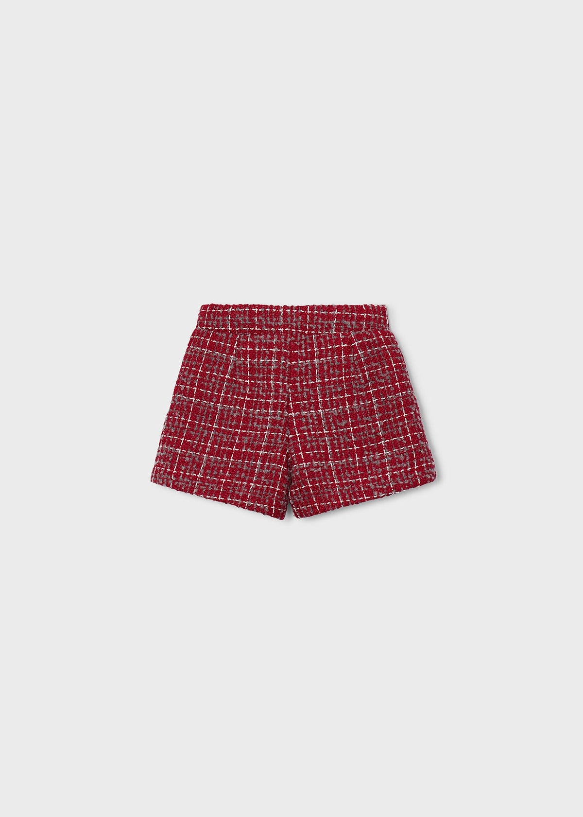 Red Plaid Tweed Shorts
