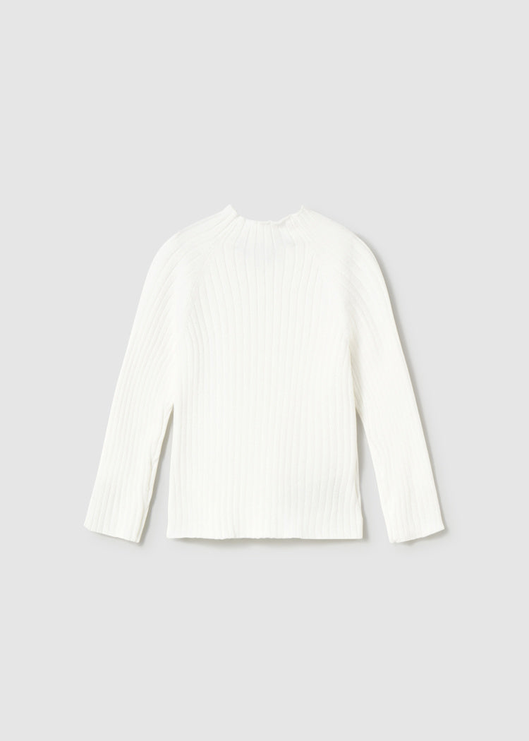 Ecru Ribbed Mock Neck