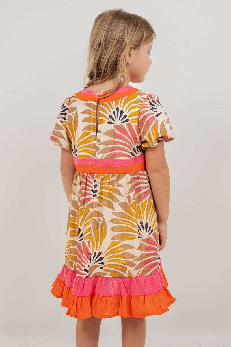 Palm Print Contrast Dress