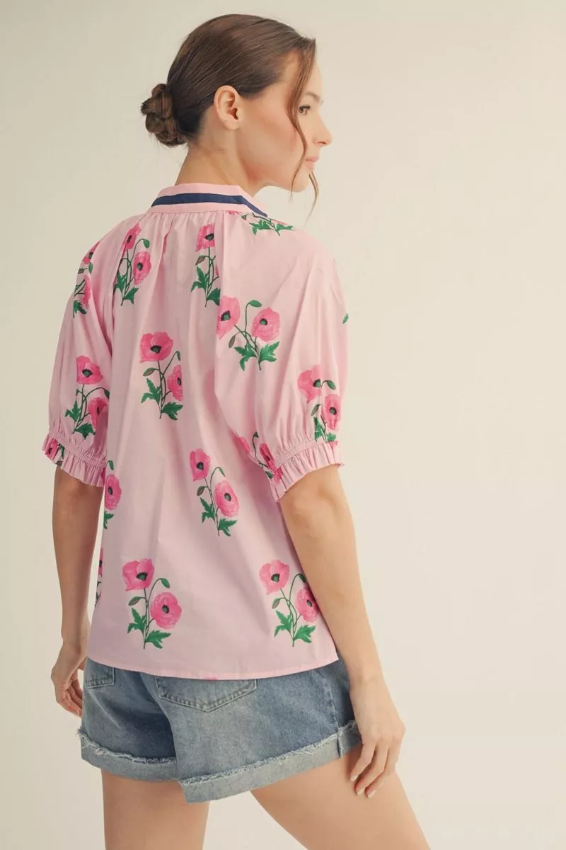 Floral Contrast Top
