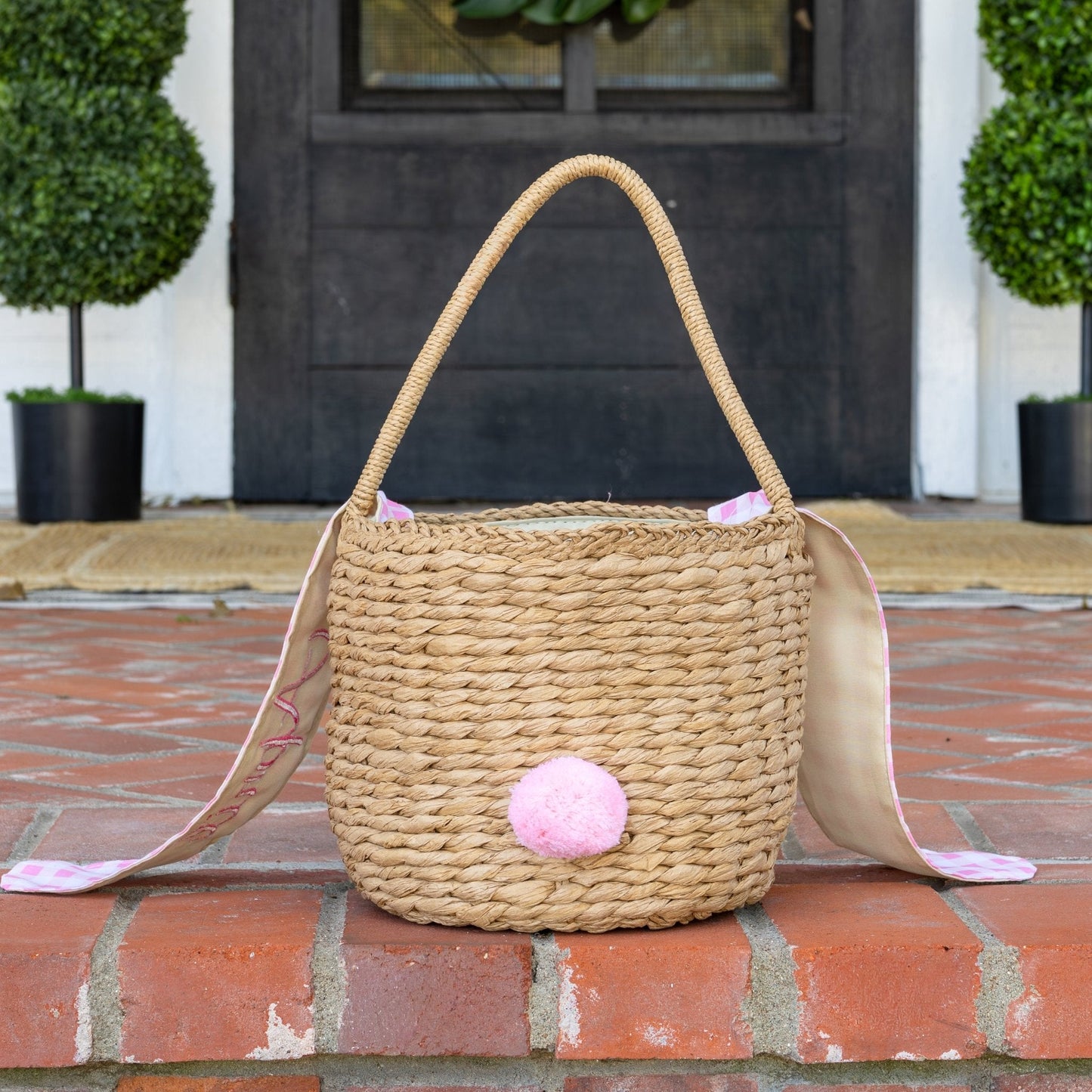 Pink Gingham Bunny Easter Basket