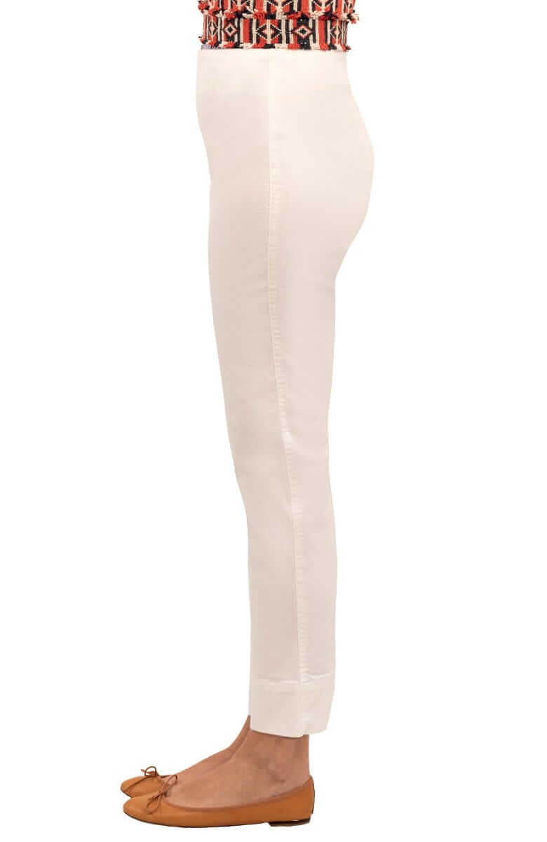 White Gripeless Denim Pull On Pant