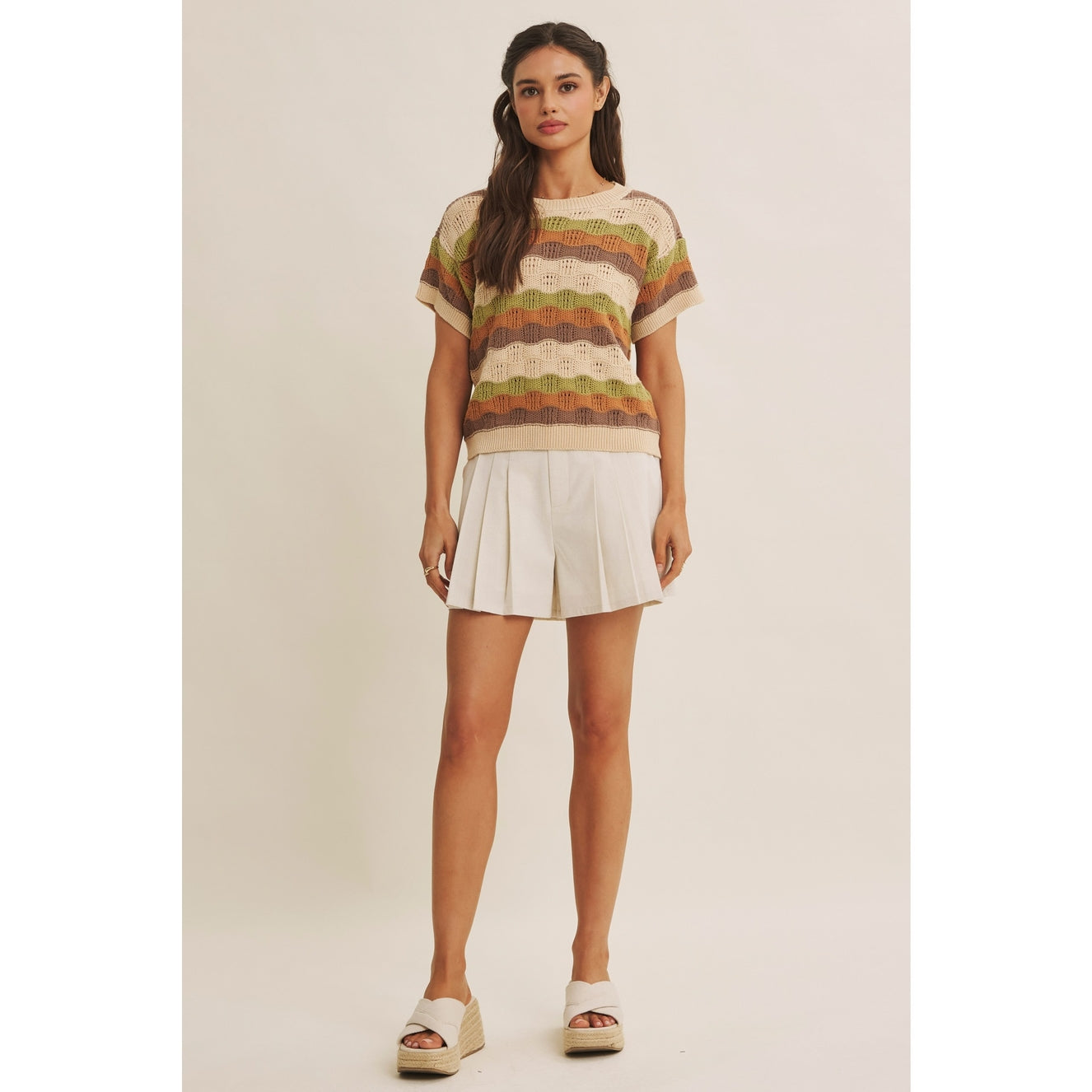 Retro Multi Stripe Crochet Sweater