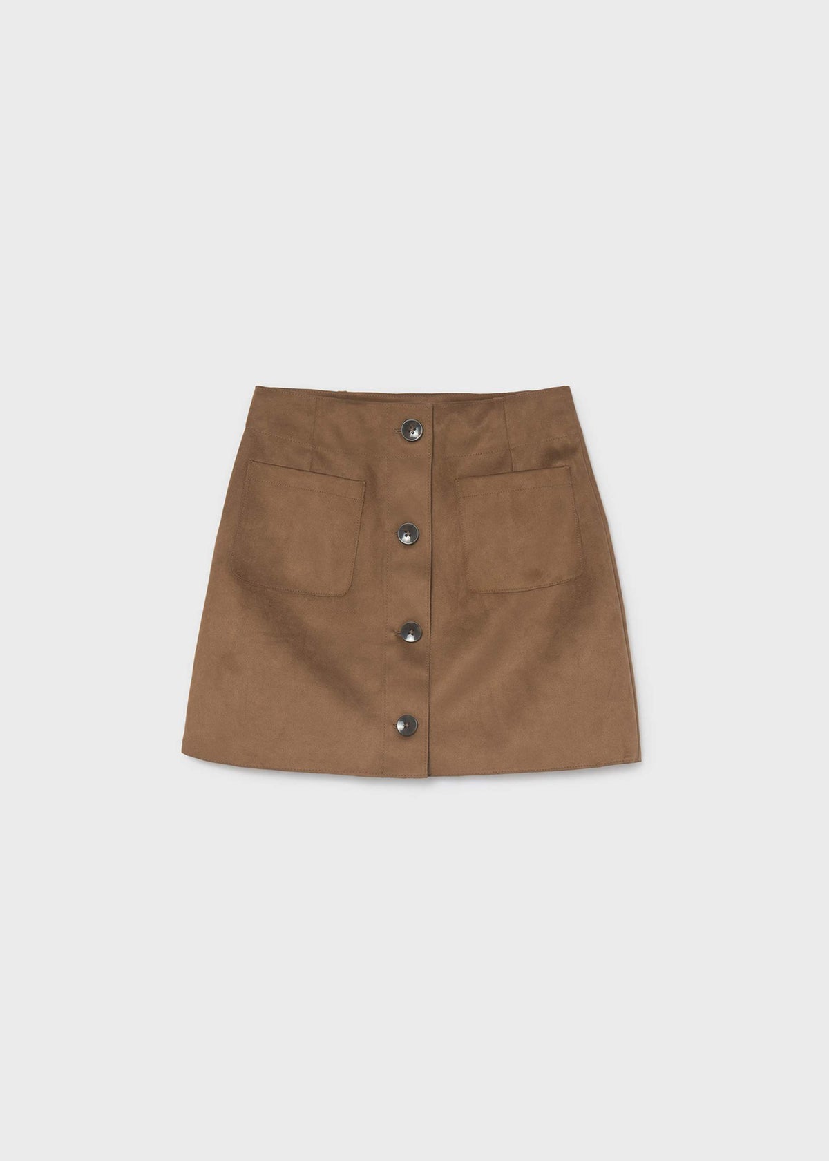 Carmel Suede Button Skirt