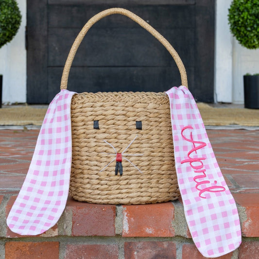Pink Gingham Bunny Easter Basket