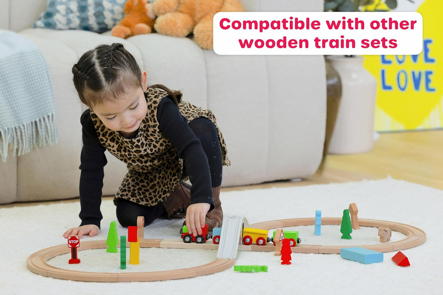 33-Piece Wooden Little Town Train Adventure Set