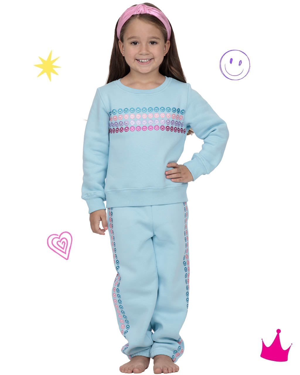 Glitter Smiley Sweat Suit Set