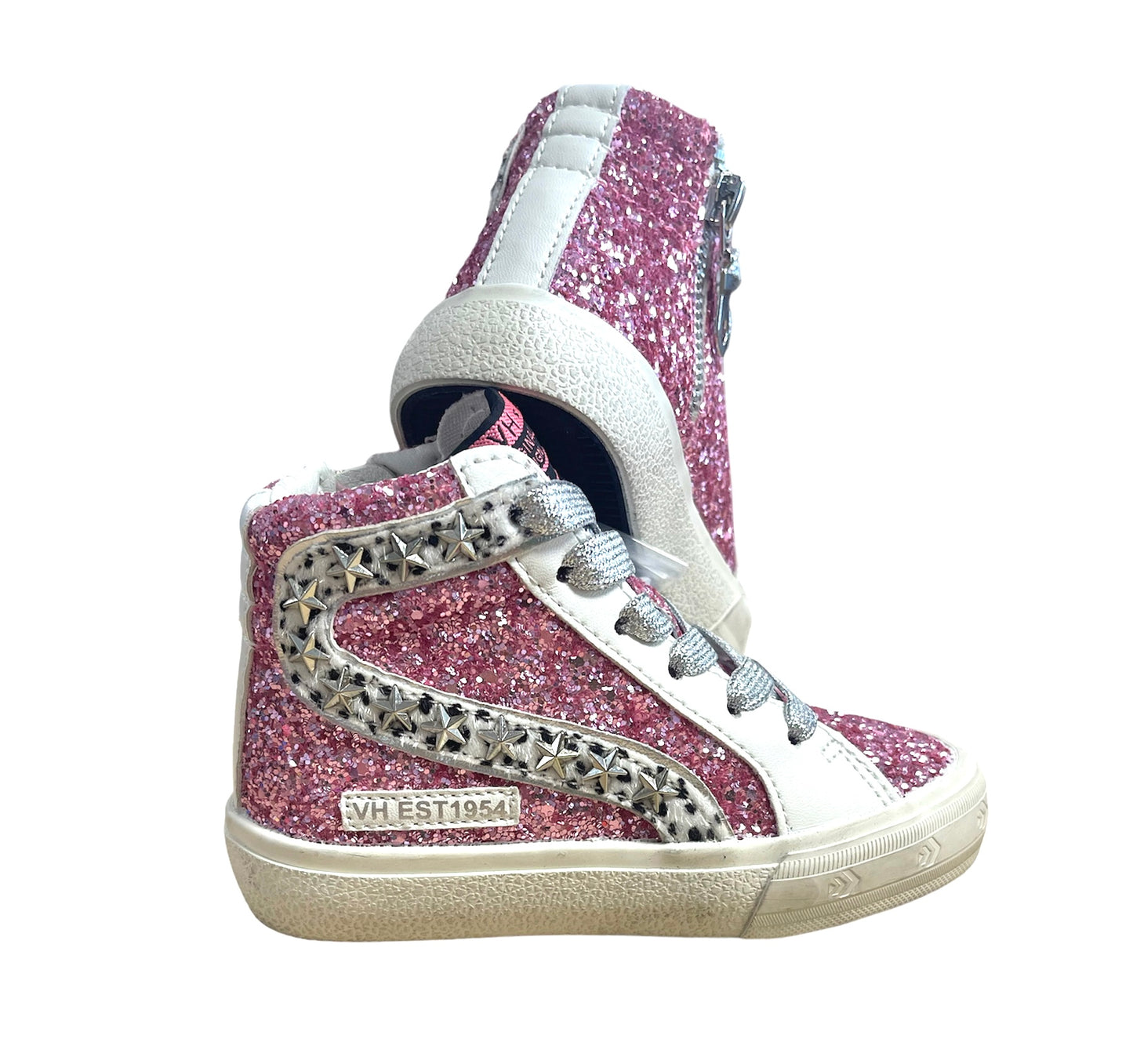 River Silver/Pink Glitter High Top