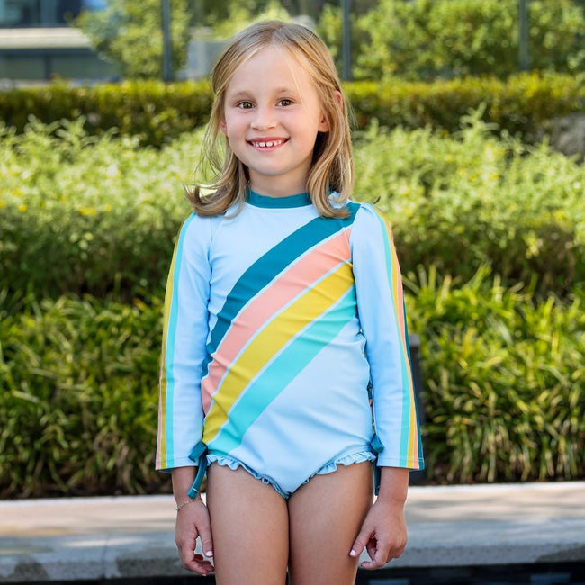 Sorbet Stripe Ruffle Bottom Swimsuit