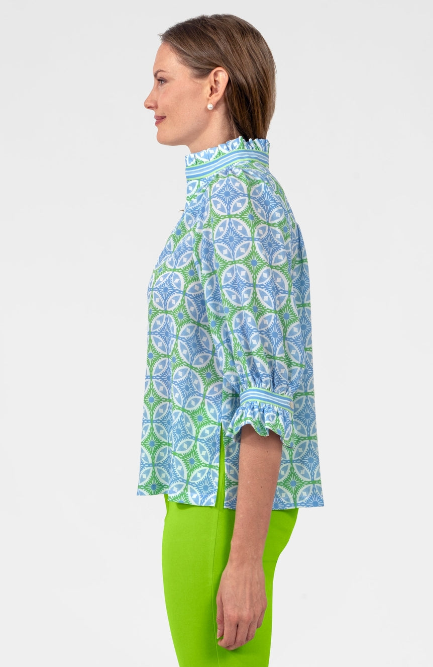Kelly Peri Ruffleneck Tunic - Smell the Roses