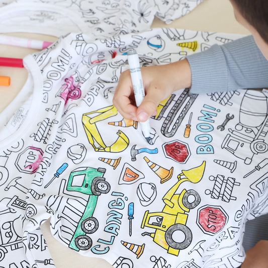 Colorable Construction Zone Pj W/ Markers