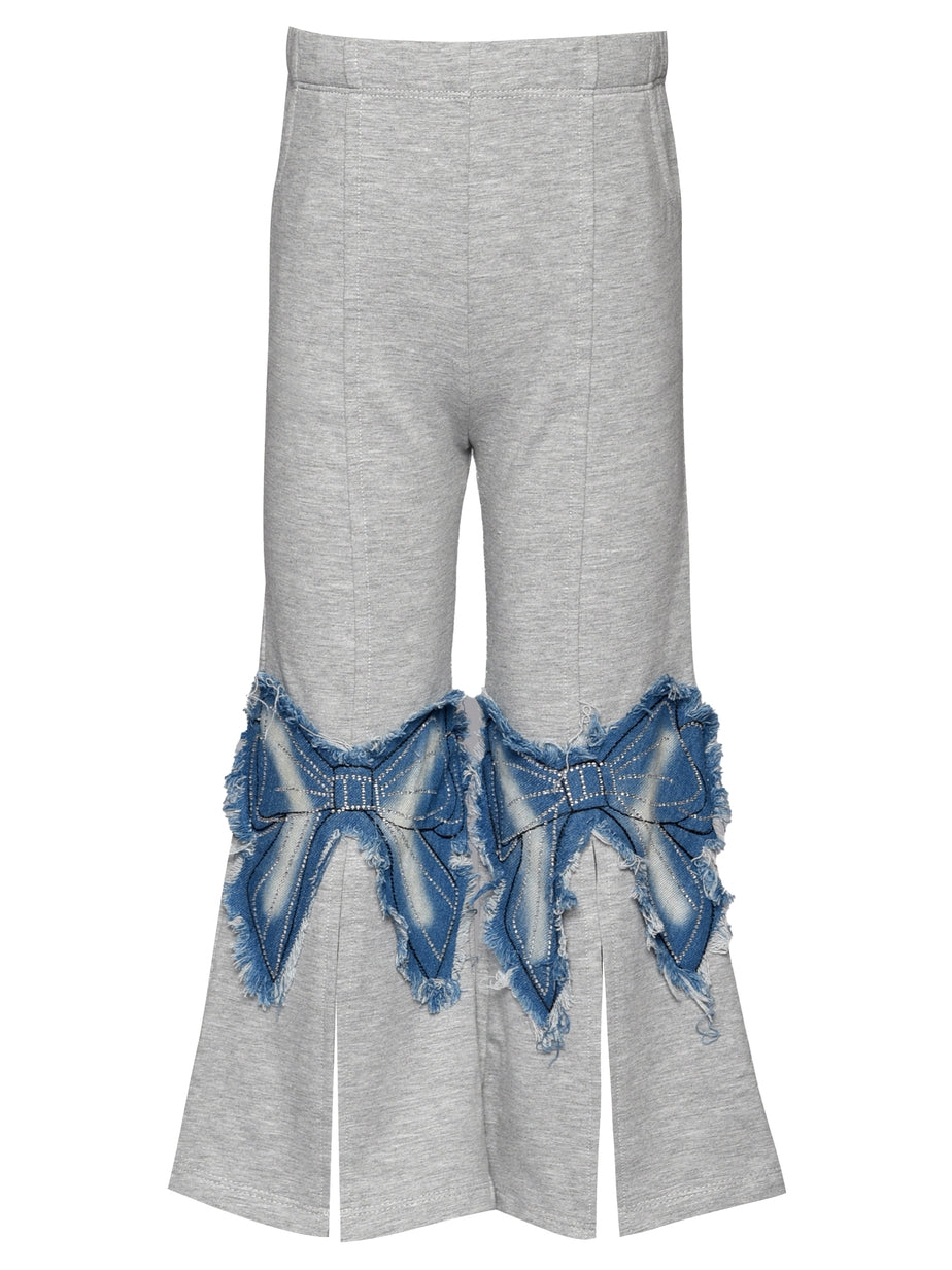 Denim Bow Patch Flare Pant